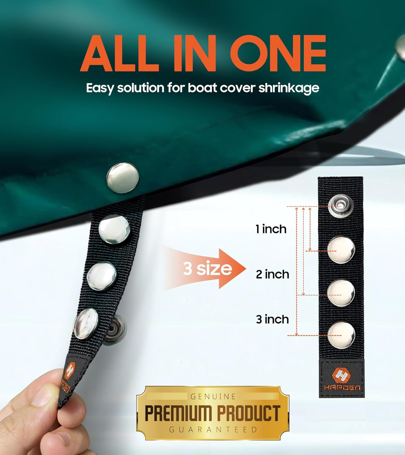 Snap Extenders for Boat Canvas, 304 Steel Snap Boat Cover Snaps Extenders, Canvas Extender Snaps, Upgrade Extension 3 Size 1""~3"" 10 PCS, BLACK