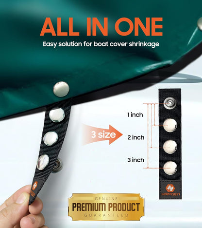 Snap Extenders for Boat Canvas, 304 Steel Snap Boat Cover Snaps Extenders, Canvas Extender Snaps, Upgrade Extension 3 Size 1""~3"" 10 PCS, BLACK