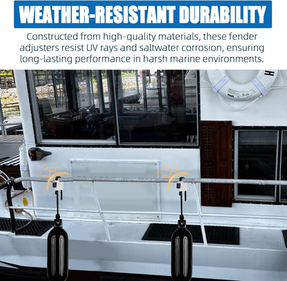 Quick-Release Boat Fender Hanger - Adjustable Fender Lines for Boat Rails and Cleats - Durable, Easy-To-Install Boat Bumper Clips